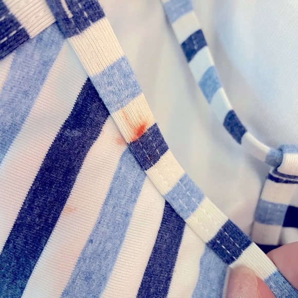 SPLENDID Blue/White Striped Open Back Swimsuit L - Picture 8 of 8